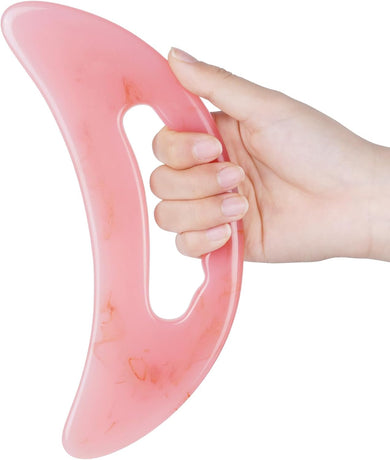 Gua Sha Massager Large Pink For Lymphatic Drainage Cellulite Massage Face Back Pain Relief