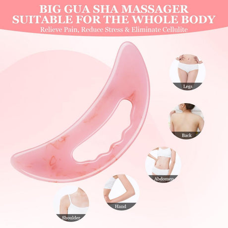 Gua Sha Massager Large Pink For Lymphatic Drainage Cellulite Massage Face Back Pain Relief