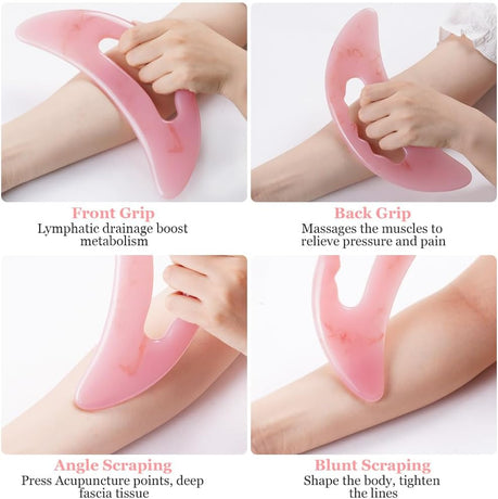 Gua Sha Massager Large Pink For Lymphatic Drainage Cellulite Massage Face Back Pain Relief