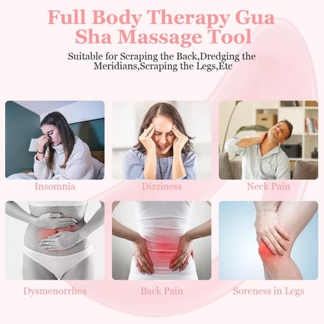 Gua Sha Massager Large Pink For Lymphatic Drainage Cellulite Massage Face Back Pain Relief