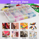 2 Pack Transparent 18-Compartment Adjustable Plastic Storage Box for Snacks Candy Nuts Jewelry with Lids