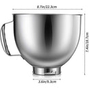 KitchenAid Mixer Bowl Stainless Steel Compatible with KitchenAid 4.5-5 Quart Tilt Head Stand Mixer Silver