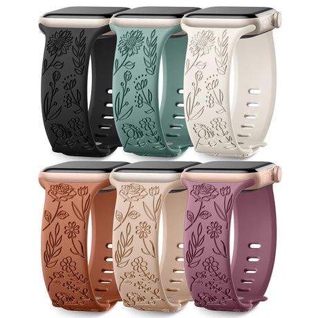 Apple Watch 41mm Silicone Watch Strap Small Rose Embossed Compatible with iWatch S9 876SE Rose Blue Grey 38/40/41mm