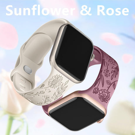 Apple Watch 41mm Silicone Watch Strap Small Rose Embossed Compatible with iWatch S9 876SE Rose Blue Grey 38/40/41mm