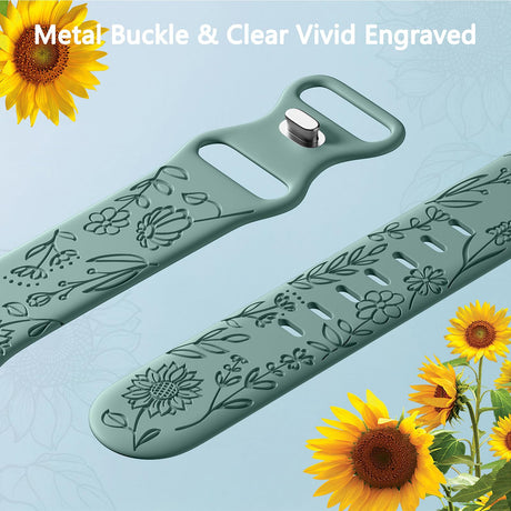 Apple Watch 41mm Silicone Watch Strap Small Rose Embossed Compatible with iWatch S9 876SE Rose Blue Grey 38/40/41mm