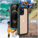 Waterproof Case for iPhone 15 14 13 12 11 Pro Max XS Max XR 7 8 with IP68 Protection for Diving Swimming Outdoor Sports Transparent Black