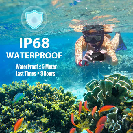 Waterproof Case for iPhone 15 14 13 12 11 Pro Max XS Max XR 7 8 with IP68 Protection for Diving Swimming Outdoor Sports Transparent Black