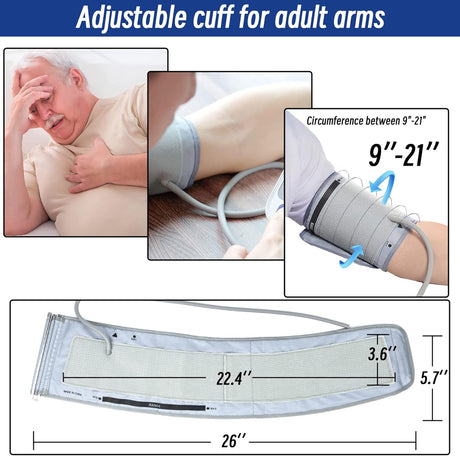 Omron 9201d-21201d Compatible Extra Large Blood Pressure Cuff Replacement, XL 22-53 cm ARM Cuff for Adults, Gray