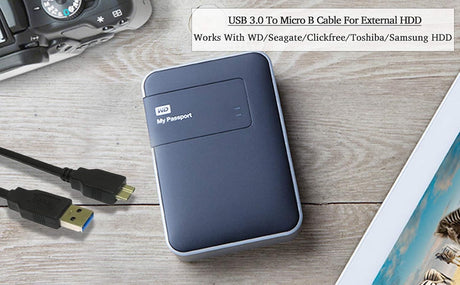 USB 3.0 Cable Compatible with WD Seagate Toshiba Samsung Portable Hard Drives, A to Micro-B Cable 1m