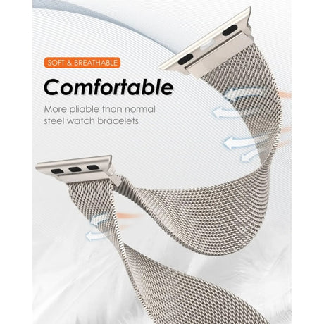 Apple Watch Bands Compatible with Apple Watch Series 9 8 7 6 5 4 SE Ultra 2, 38mm 40mm 41mm 42mm 44mm 45mm 49mm, Silver Starlight