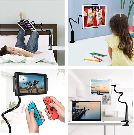Tablet Stand Gooseneck Flexible Arm Mount with 360 Clamp for Bed Use