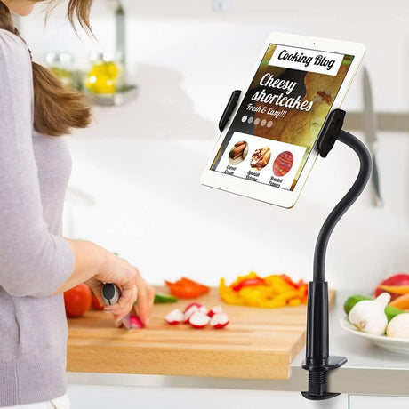 Tablet Stand Gooseneck Flexible Arm Mount with 360 Clamp for Bed Use