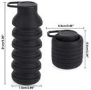 Collapsible Water Bottles, Reusable Water Bottle with Buckle, 600ml Silicone Leakproof Portable Bottle for Gym Camping Hiking Sports Outdoors, Travel Essentials for Flying Cruise Ship, Black