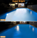 LED swimming pool light, supports APP control, 10W, 150mm diameter, 108 LED beads, dimmable underwater light, IP68 waterproof, 12V color-changing pool light, suitable for above-ground swimming pools.