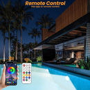 LED swimming pool light, supports APP control, 10W, 150mm diameter, 108 LED beads, dimmable underwater light, IP68 waterproof, 12V color-changing pool light, suitable for above-ground swimming pools.