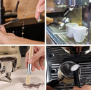 Professional Coffee Machine Cleaning Brush Set | 6-Piece Multi-functional Tool Kit | Includes Dosing Needle / Bent Cleaning Brush / Flat Cleaning Brush / Wooden Handle Cleaning Brush / Metal Handle Cleaning Brush / Bent Brush with Spoon | Suitable for dee