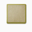Square bar stool cushion with ties, breathable and non-slip square chair pad, 28*28*3.5 cm memory foam children's stool cushion (Green Mood (Rattan texture))
