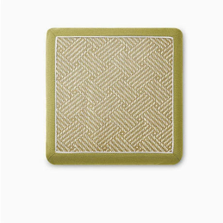 Square bar stool cushion with ties, breathable and non-slip square chair pad, 28*28*3.5 cm memory foam children's stool cushion (Green Mood (Rattan texture))