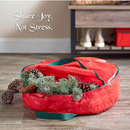 Christmas Wreath Storage Container 24 Inch - Wreath Bag for Artificial Wreaths Box - Dual Zippered Wreaths Storage Bag with Strong Durable Handles - Red