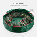 Christmas Wreath Storage Container 30 Inch - Wreath Bag for Artificial Wreaths Box - Dual Zippered Wreaths Storage Bag with Strong Durable Handles - Green