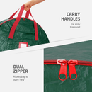 Christmas Wreath Storage Container 30 Inch - Wreath Bag for Artificial Wreaths Box - Dual Zippered Wreaths Storage Bag with Strong Durable Handles - Green