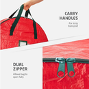 Christmas Wreath Storage Container 36 Inch - Wreath Bag for Artificial Wreaths Box - Dual Zippered Wreaths Storage Bag with Strong Durable Handles - Red