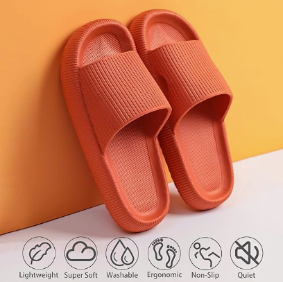 Cloud Slippers for Women and Men, Pillow House Slippers Shower Shoes Indoor Slides Bathroom Sandals, Ultimate Comfort, Lightweight, Thick Sole, Non-Slip, Easy to Clean orange（42-43）