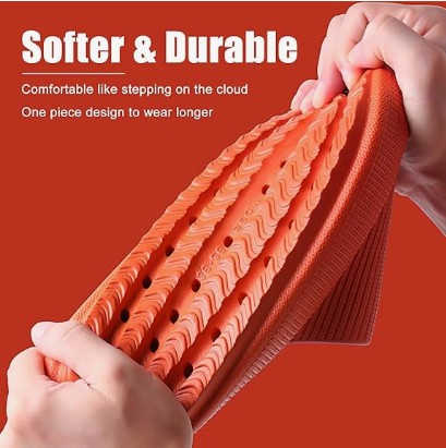 Cloud Slippers for Women and Men, Pillow House Slippers Shower Shoes Indoor Slides Bathroom Sandals, Ultimate Comfort, Lightweight, Thick Sole, Non-Slip, Easy to Clean orange（42-43）