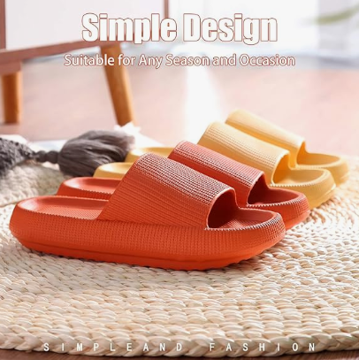 Cloud Slippers for Women and Men, Pillow House Slippers Shower Shoes Indoor Slides Bathroom Sandals, Ultimate Comfort, Lightweight, Thick Sole, Non-Slip, Easy to Clean orange（42-43）
