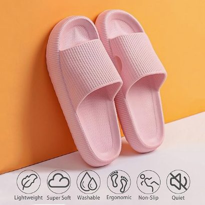 Cloud Slippers for Women and Men, Pillow House Slippers Shower Shoes Indoor Slides Bathroom Sandals, Ultimate Comfort, Lightweight, Thick Sole, Non-Slip, Easy to Clean pink（40-41）