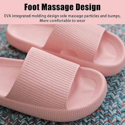 Cloud Slippers for Women and Men, Pillow House Slippers Shower Shoes Indoor Slides Bathroom Sandals, Ultimate Comfort, Lightweight, Thick Sole, Non-Slip, Easy to Clean pink（40-41）