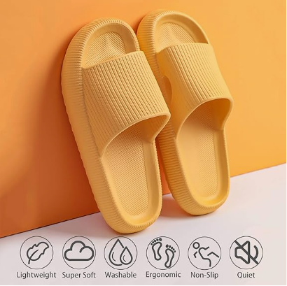 Cloud Slippers for Women and Men, Pillow House Slippers Shower Shoes Indoor Slides Bathroom Sandals, Ultimate Comfort, Lightweight, Thick Sole, Non-Slip, Easy to Clean yellow（40-41）
