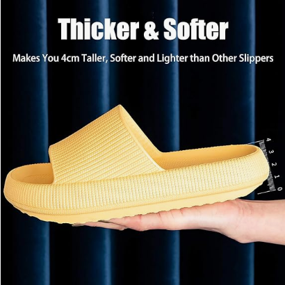 Cloud Slippers for Women and Men, Pillow House Slippers Shower Shoes Indoor Slides Bathroom Sandals, Ultimate Comfort, Lightweight, Thick Sole, Non-Slip, Easy to Clean yellow（40-41）