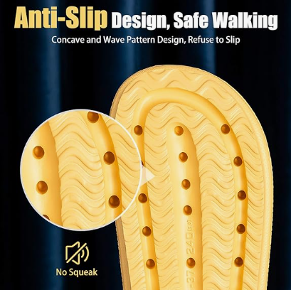 Cloud Slippers for Women and Men, Pillow House Slippers Shower Shoes Indoor Slides Bathroom Sandals, Ultimate Comfort, Lightweight, Thick Sole, Non-Slip, Easy to Clean yellow（44-45）