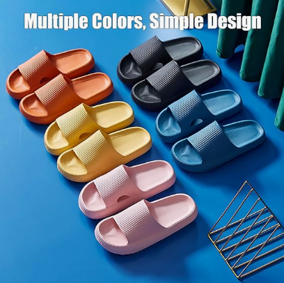 Cloud Slippers for Women and Men, Pillow House Slippers Shower Shoes Indoor Slides Bathroom Sandals, Ultimate Comfort, Lightweight, Thick Sole, Non-Slip, Easy to Clean black（40-41）