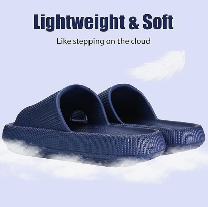 Cloud Slippers for Women and Men, Pillow House Slippers Shower Shoes Indoor Slides Bathroom Sandals, Ultimate Comfort, Lightweight, Thick Sole, Non-Slip, Easy to Clean dark blue （36-37）