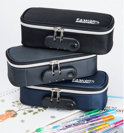 Large Capacity Pencil Case with 4 Compartments Canvas Pen Pouches Multilayer Pen Organizers Bag Oxford Fabric Pencil(blue)