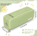 Large Capacity Pencil Case 3 Compartment Pouch Pen Bag for School Teen Girl Boy Men Women (Green)