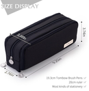 Large Capacity Pencil Case 3 Compartment Pouch Pen Bag for School Teen Girl Boy Men Women (Black)