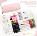 Large Capacity Pencil Case 3 Compartment Pouch Pen Bag for School Teen Girl Boy Men Women (Pink)