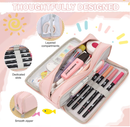 Large Capacity Pencil Case 3 Compartment Pouch Pen Bag for School Teen Girl Boy Men Women (Pink)