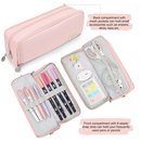 Large Capacity Pencil Case 3 Compartment Pouch Pen Bag for School Teen Girl Boy Men Women (Pink)
