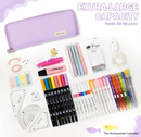 Large Capacity Pencil Case 3 Compartment Pouch Pen Bag for School Teen Girl Boy Men Women (Purple)