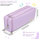 Large Capacity Pencil Case 3 Compartment Pouch Pen Bag for School Teen Girl Boy Men Women (Purple)