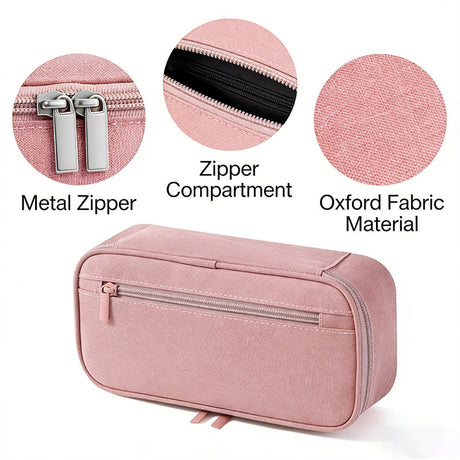 Pencil Case Pen Bag, Two Layers Big Capacity Pencil Pouch Pen Organizer Durable Stationery Holder for Marker Organization School Supplies Office Storage Desk Organizing –Pink