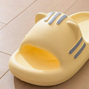Women’s Slides Cute Bathroom Slippers Non-Slip Cartoon Cat Shaped Indoor Outdoor Summer Slippers（yellow，36-37）