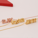 Custom letter necklace with a complete set of letter beads from A to Z, 10mm heart pendant, three colors available, chain accessory included - Gold
