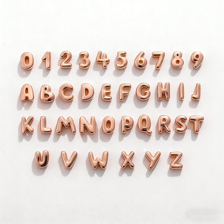 Custom letter necklace with a complete set of letter beads from A to Z, 10mm heart pendant, three colors available, chain accessory included - Rose Gold
