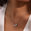 Custom letter necklace with a complete set of letter beads from A to Z, 10mm heart pendant, three colors available, chain accessory included - Silver