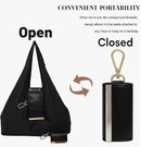 Keychain Tote Bag Compact & Expandable for On the Go, Foldable Tote Bag with Key Ring for Daily Errands - Black